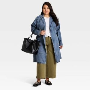 NWT Medium Wash Denim Trench Coat Size 3X